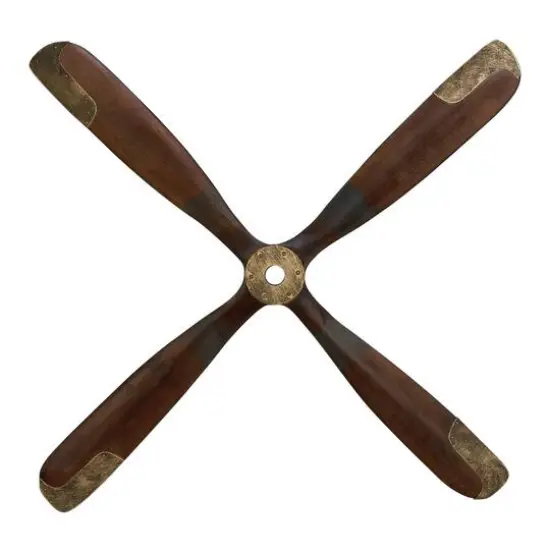 44" Brown Wood Industrial Propeller Wall Decor {1}