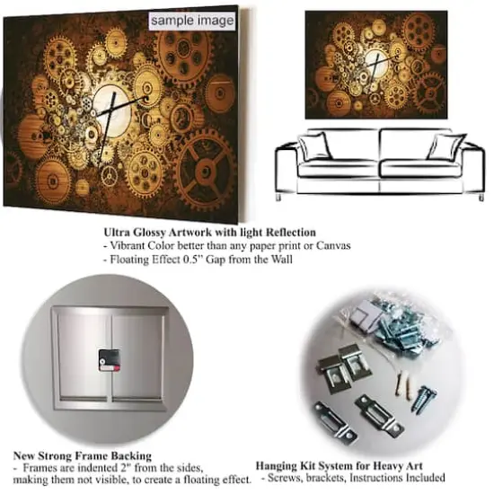 Designart 'Golden Cloth Texture Modern Rectangular Wall Clock {5}