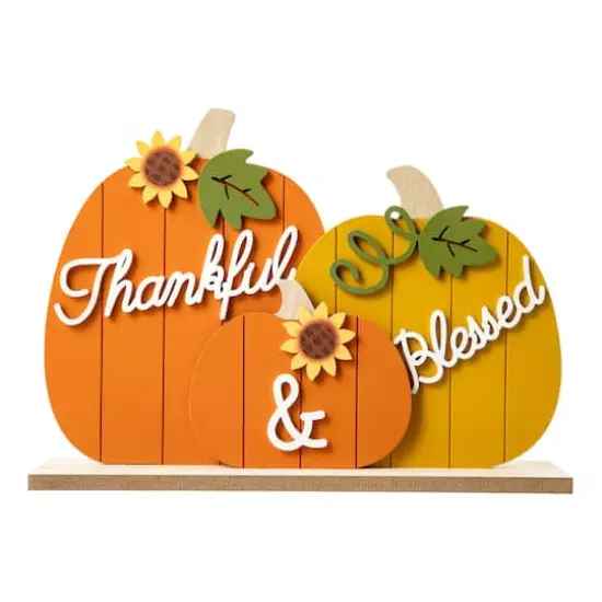Glitzhome&reg; 16" Thanksgiving Wooden Pumpkins Table D&eacute;cor {7}