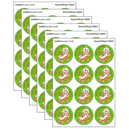 TREND Enterprises&reg; Keep Rolling! Leather Scented Stickers, 6 Packs of 24 {1}
