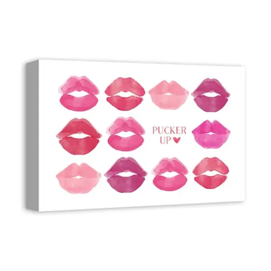 Pucker Up Watercolor Lips 12" x 18" Canvas Wall Art {3}