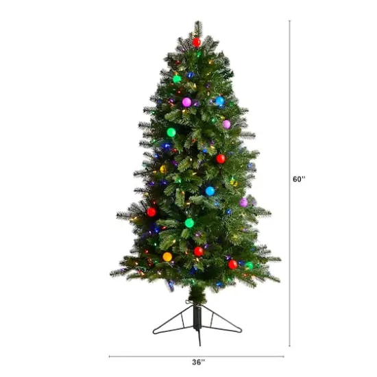 5ft. Pre-Lit Montana Mountain Fir Artificial Christmas Tree, Multicolor LED Lights {8}