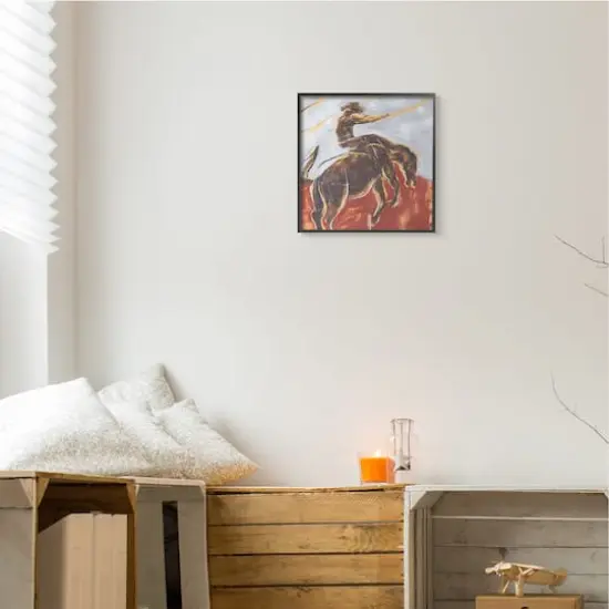 Stupell Industries Western Cowboy Lasso Horse Buck Red Blue Black Framed Wall Art {3}