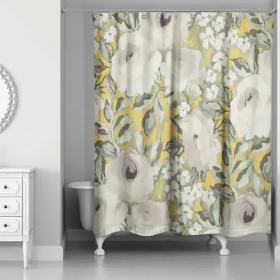 Yellow Floral 71" x 74" Shower Curtain {3}