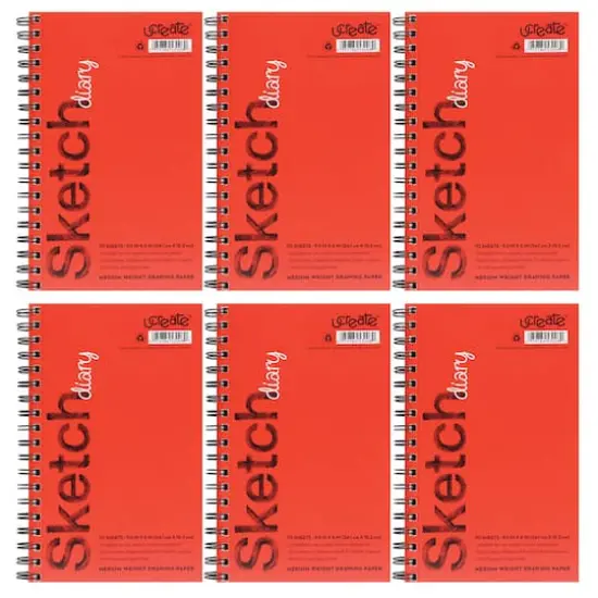 Pacon&reg; UCreate&reg; 9.5" x 6" Spiral Bound Sketch Diary, 6ct. {1}