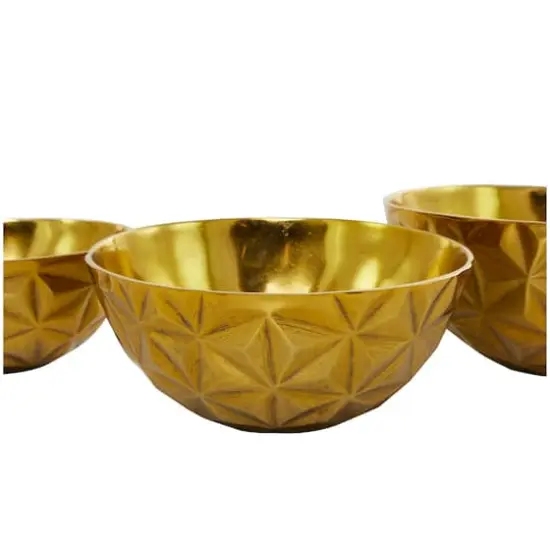 Metal Faceted Decorative Bowl Set Gold {5}