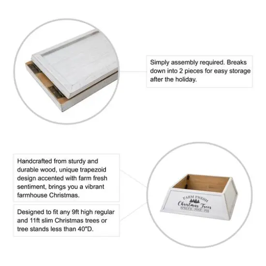 Glitzhome&reg; 32" White Trapezoid Farm Fresh Christmas Tree Collar {6}