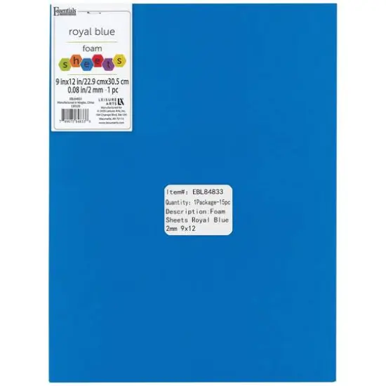 Essentials by Leisure Arts 9" x 12" Foam Sheets, 15ct. Royal Blue {1}