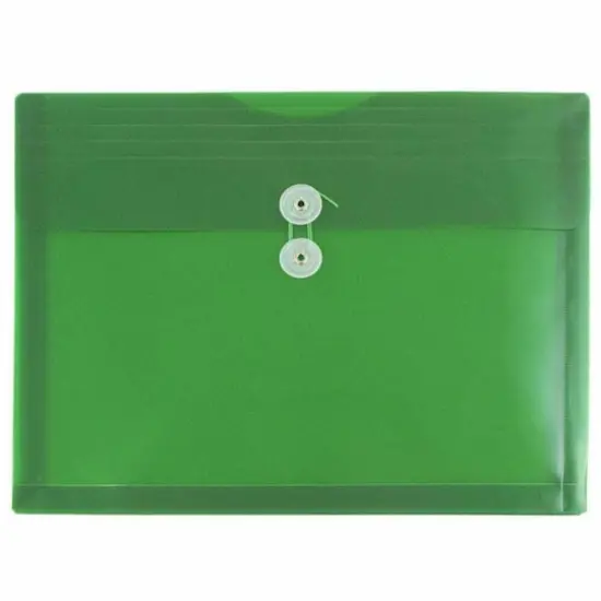 JAM Paper Booklet Plastic Envelopes with Button and String Closure, 108ct. Green {1}