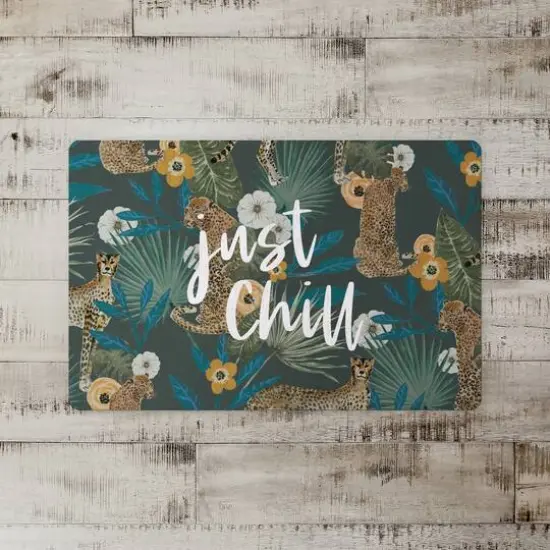 Just Chill Tropical Cheetah Floor Mat Green {3}