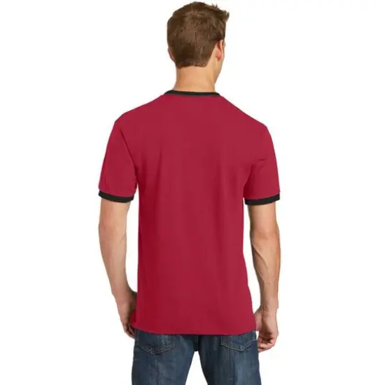 Port & Company&reg; Core Cotton Ringer Tee Red/Jet Black {6}