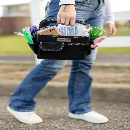 Everything Mary Black & Floral Collapsible Craft Caddy {11}