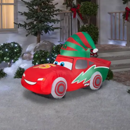 3.5ft. Airblown&reg; Inflatable Christmas McQueen with Stocking Cap {3}