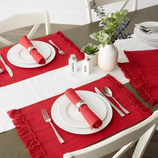 DII&reg; Variegated Red Fringe Placemat & Napkin Set, 8ct. {7}