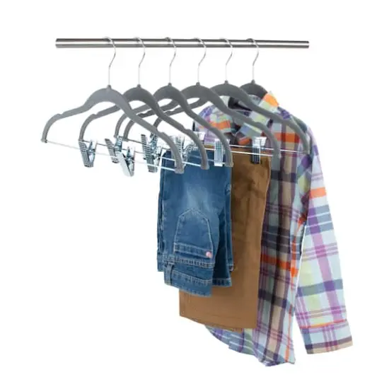 Simplify Children's Gray Velvet Hangers, 6ct. {5}