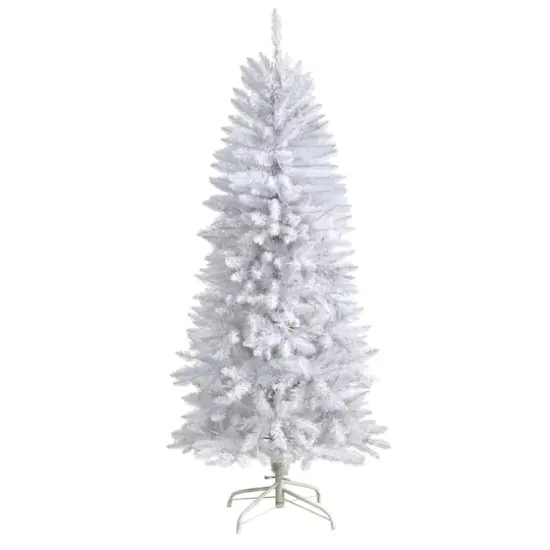 5ft. Pre-Lit White Artificial Christmas Tree, Warm White LED Lights {4}