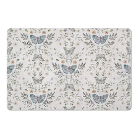 Butterfly Pattern Floor Mat White {1}