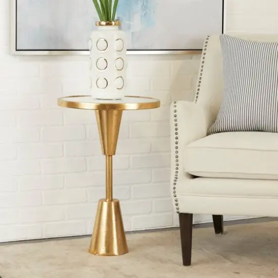 Gold Metal Contemporary Accent Table, 16" x 16" x 24" {8}