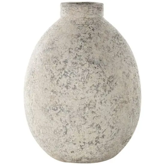 14.25" Beige Ceramic Handmade Antique Style Textured Decorative Vase {7}