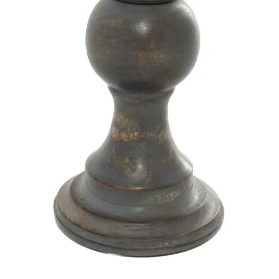 Brown Mango Wood Country Cottage Candle Holder Set {6}