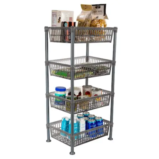 Kitchen Details Smoke Gray 4-Tier Slim Shelf {3}