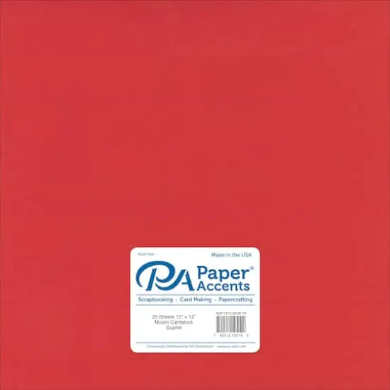 PA Paper&trade; Accents 12" x 12" Muslin 73lb. Cardstock, 25 Sheets Scarlet {1}