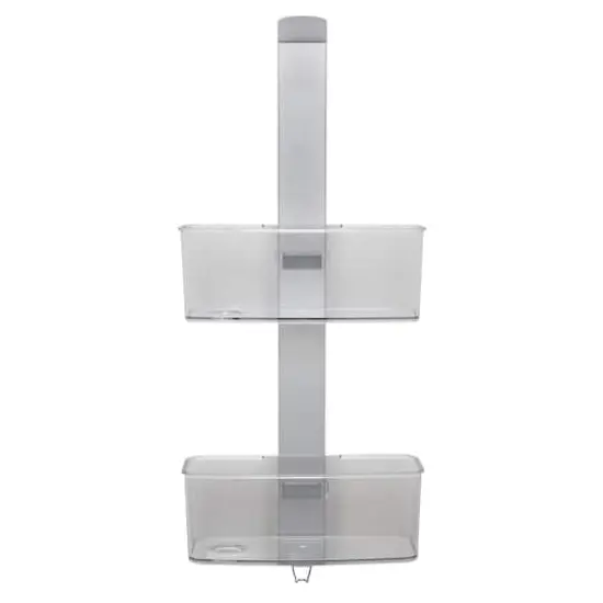 Bath Bliss Adjustable Rust Proof Aluminum 2 Tier Glass Door Shower Caddy {1}