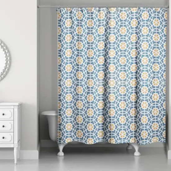 Blue and Yellow Circle Hex 71" x 74" Shower Curtain {3}