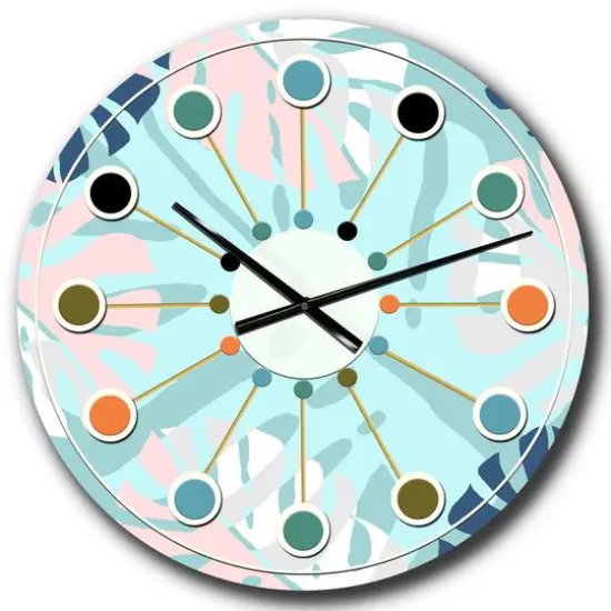 Designart 'Retro Floral Pattern Ii Mid-Century Modern Wall Clock {1}