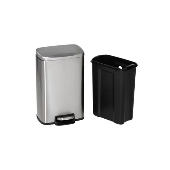 Honey Can Do Stainless Steel Step Trash Cans with Lid Set {7}