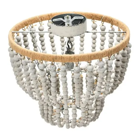 Hello Honey&reg; Gray Wood Bead & Metal Semi-Flush Light {7}