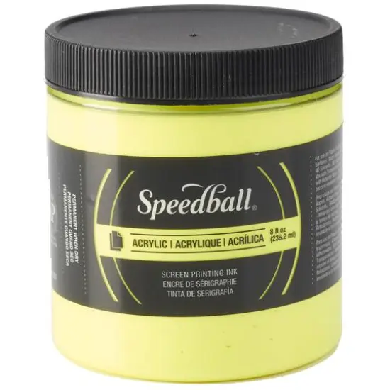 Speedball&reg; Acrylic Screen Printing Ink, 8oz. Fluorescent Yellow {1}