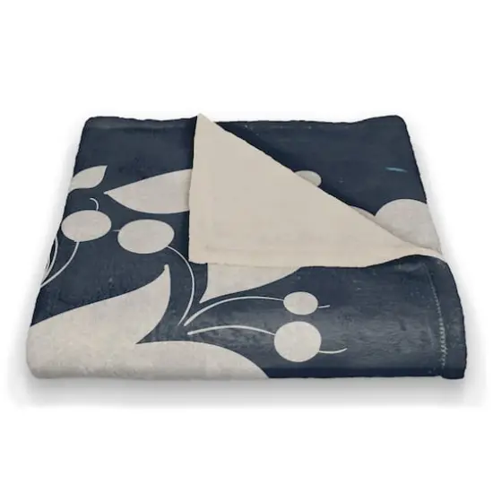 Indigo Flower Print 50" x 60" Coral Fleece Blanket {3}