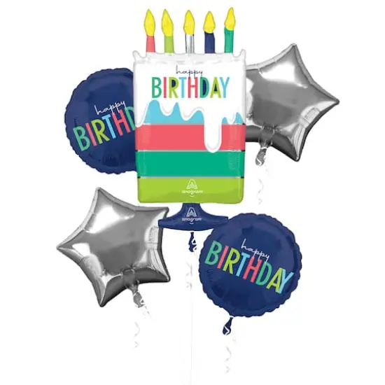 Modern Birthday 5-Piece Foil Balloon Bouquet {1}