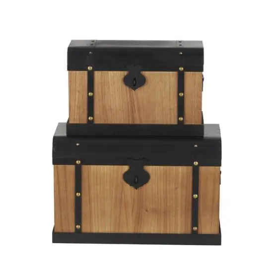 Brown & Black Decorative Trunk Set {4}