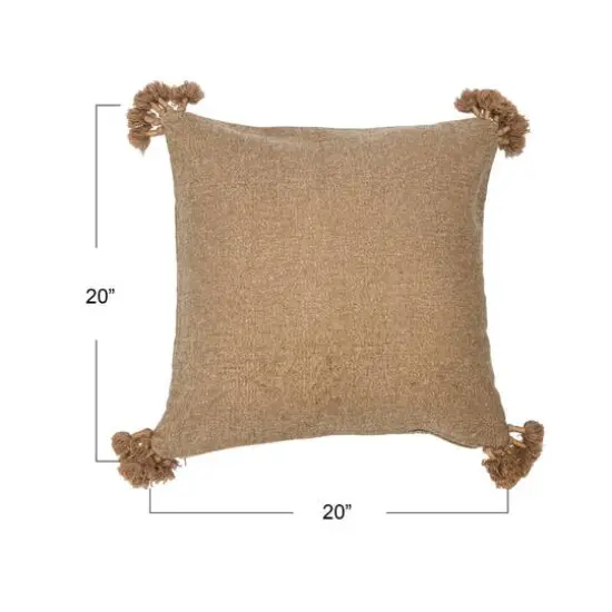 Hello Honey® Brown Square Canvas Pillow Cover with Tassels {6}