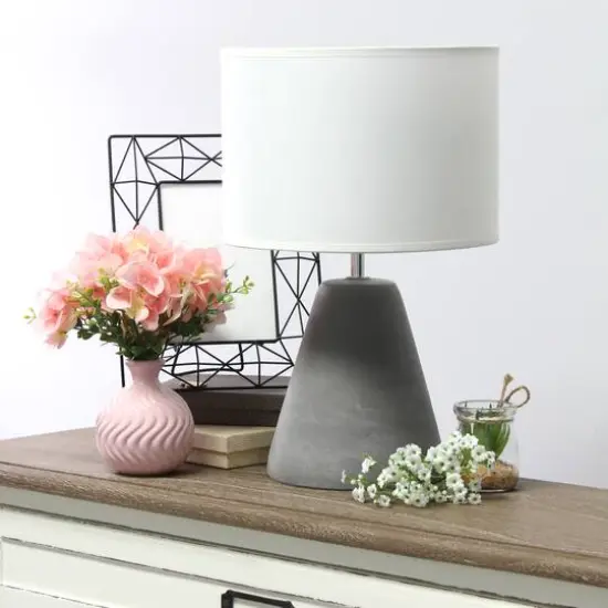 Simple Designs&trade; 14.5" Pinnacle Concrete Table Lamp White {5}