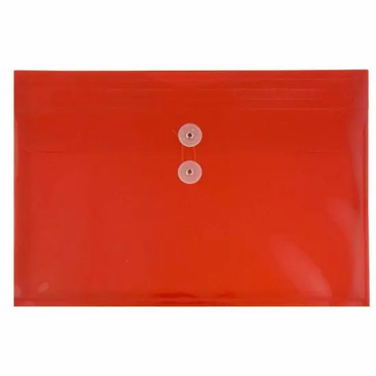 JAM Paper Booklet Plastic Envelopes with Button and String Closure, 108ct. Red {1}