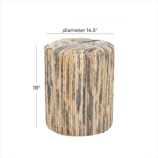 Brown Teak Wood Contemporary Stool, 18" x 15" x 15" {5}