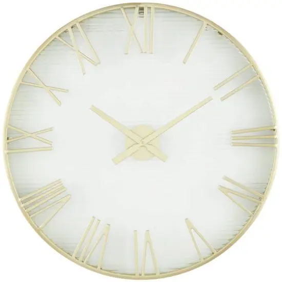28" Gold Metal Wall Clock with Clear Glass Face {1}