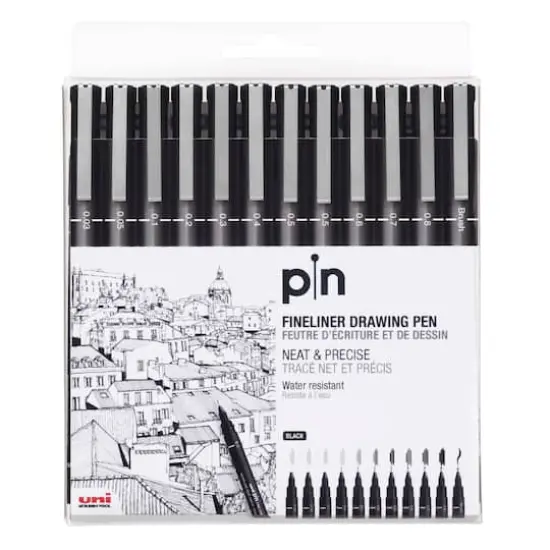 Uni-Ball&reg; Pin Black Fineliner Drawing 12 Pen Set {1}
