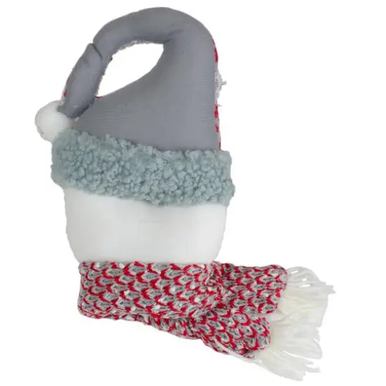 11" Gray & Red Plush Knit Snowman Head Christmas Ornament {5}