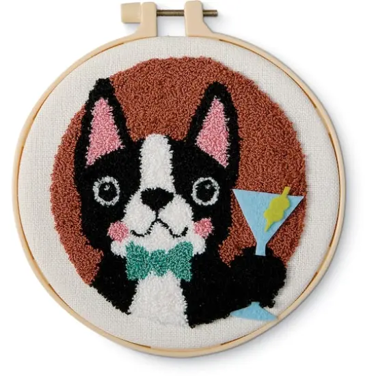 6" Dog with Martini Punch Needle Kit with Hoop by Loops & Threads&reg; {1}