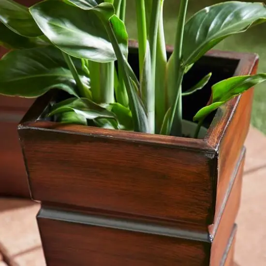 Brown Metal Rustic Planter Set {7}