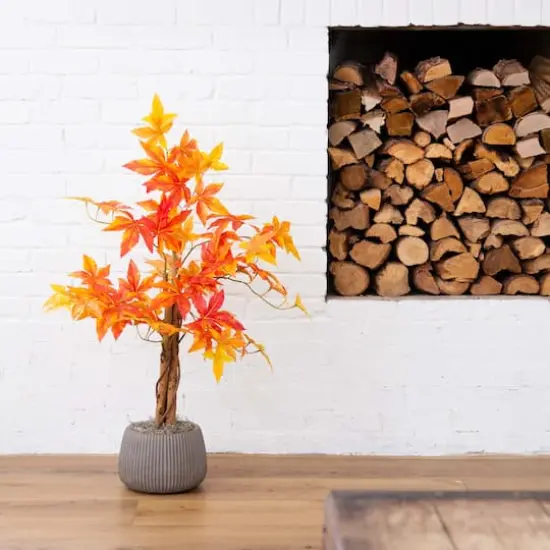 3ft. Deluxe Potted Artificial Autumn Maple Tree {3}