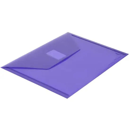 JAM Paper 5.5" x 7.5" Plastic Hook & Loop Closure Envelopes, 12ct. Purple {4}