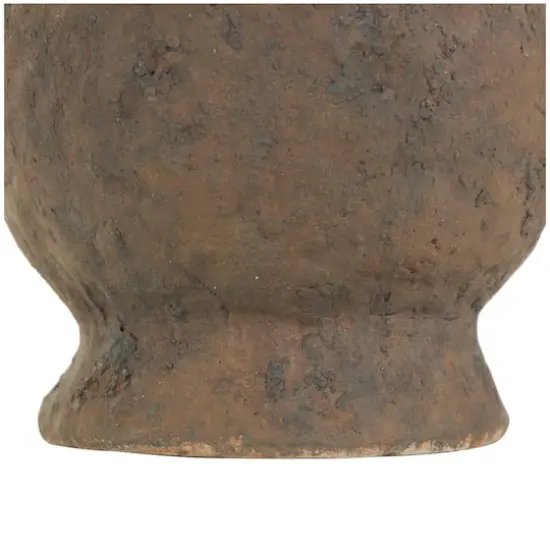 15" Dark Brown Ceramic Handmade Textured Amphora Vase with Two Long Handles {5}