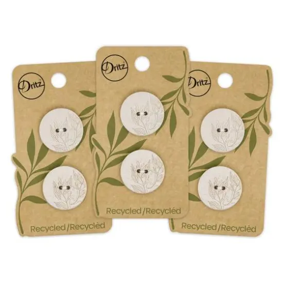 Dritz® 23mm Recycled Hemp Round Floral Button, 6ct. Light grey {9}