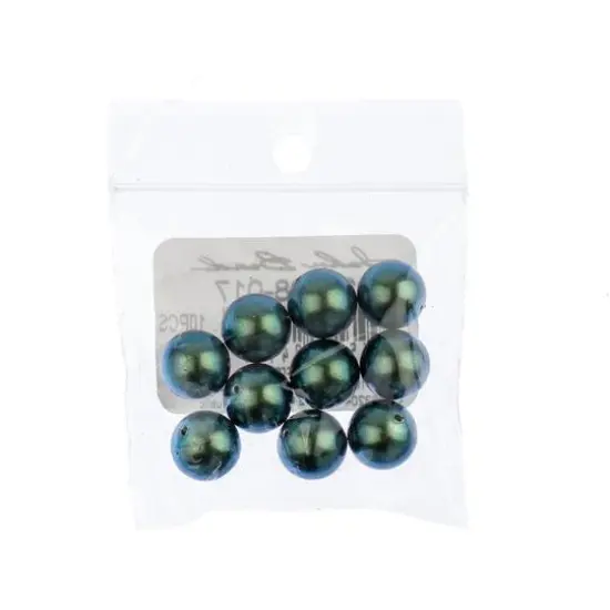 Preciosa Maxima Nacre Pearl Beads, 10mm Pearlescent Peacock Green {3}