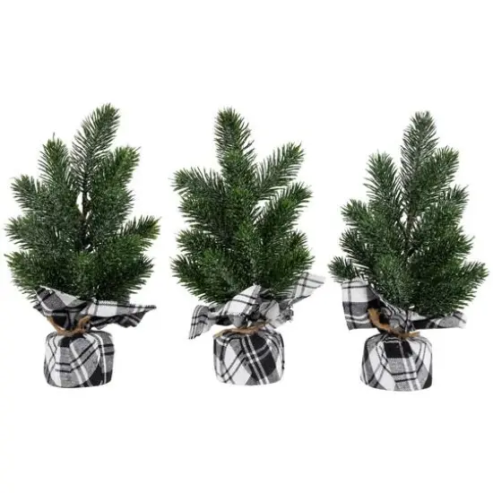 10" Unlit Iced Pine Artificial Christmas Tree Set {1}